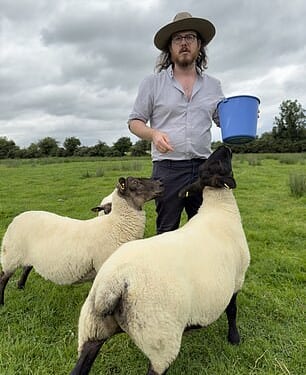 John Connell with sheep